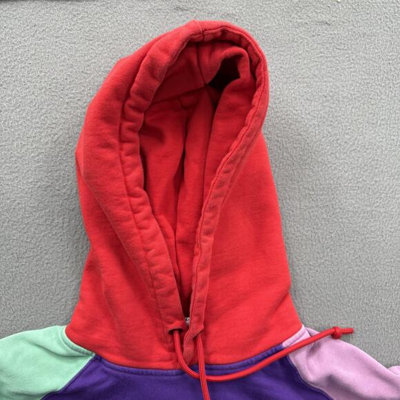 Teddy Fresh Hoodie Mens Small Purple Colorblock Raglan 100% Cotton Sweatshirt - Picture 9 of 10